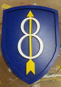 8th Infantry Division Handmade 12, 18 and 24 Inch Wall Plaque